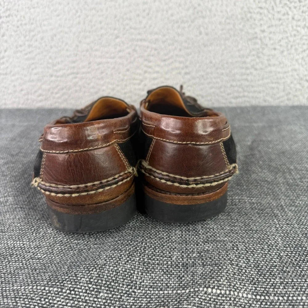 Cole Haan Boat Shoes Mens 8.5 M Black Brown Suede Leather Vibram 12682 Brazil